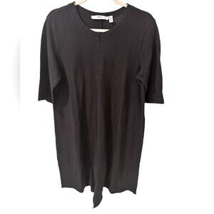 WILT Black Cotton Tunic Dress Minimalist Lagenlook Capsule Wardrobe, size Large